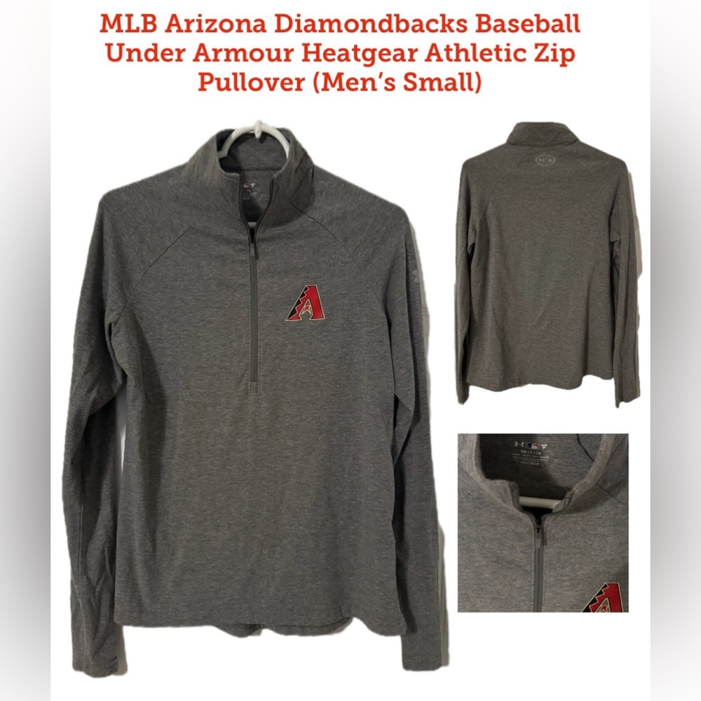 MLB AZ Dbacks Baseball Under Armour Heatgear Athletic Zip Pullover (Men’s Small)